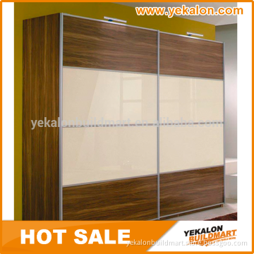 High end wardrobe overlay sliding door wardrobe MFC and UV lacquer finish closet